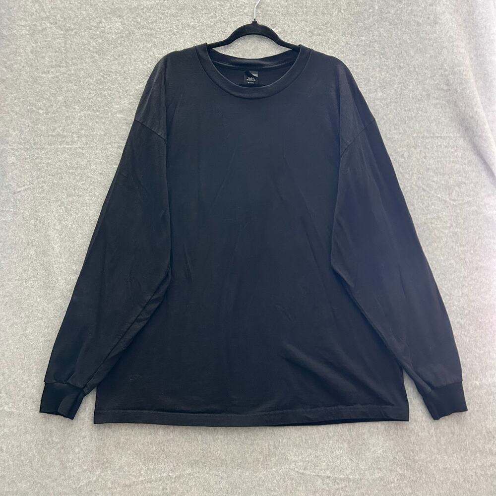 Hanes Beefy-T Men's Long Sleeve T-Shirt Sz 2XL Solid Black